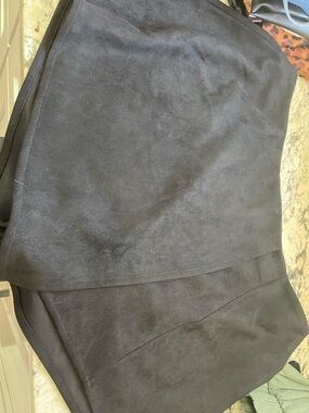 ARULA Black Sleek suede Stretch Mini Skirt